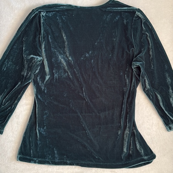 {NWT} Soft Surroundings | Velvet Alyssa Faux Wrap Ruched Knit Top Jewel Green M - Picture 14 of 15